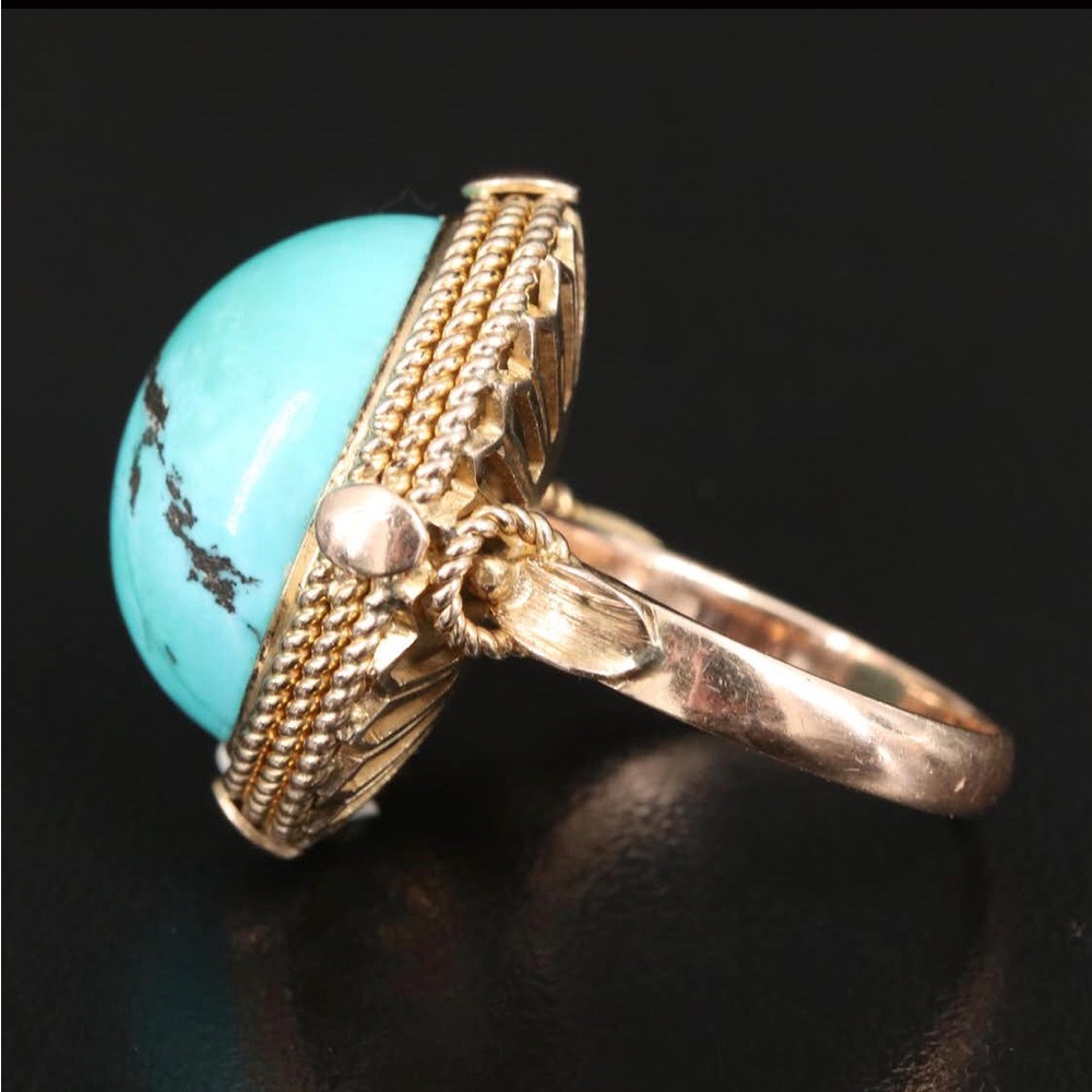 Elegant Turquoise and Gold Women's Ring